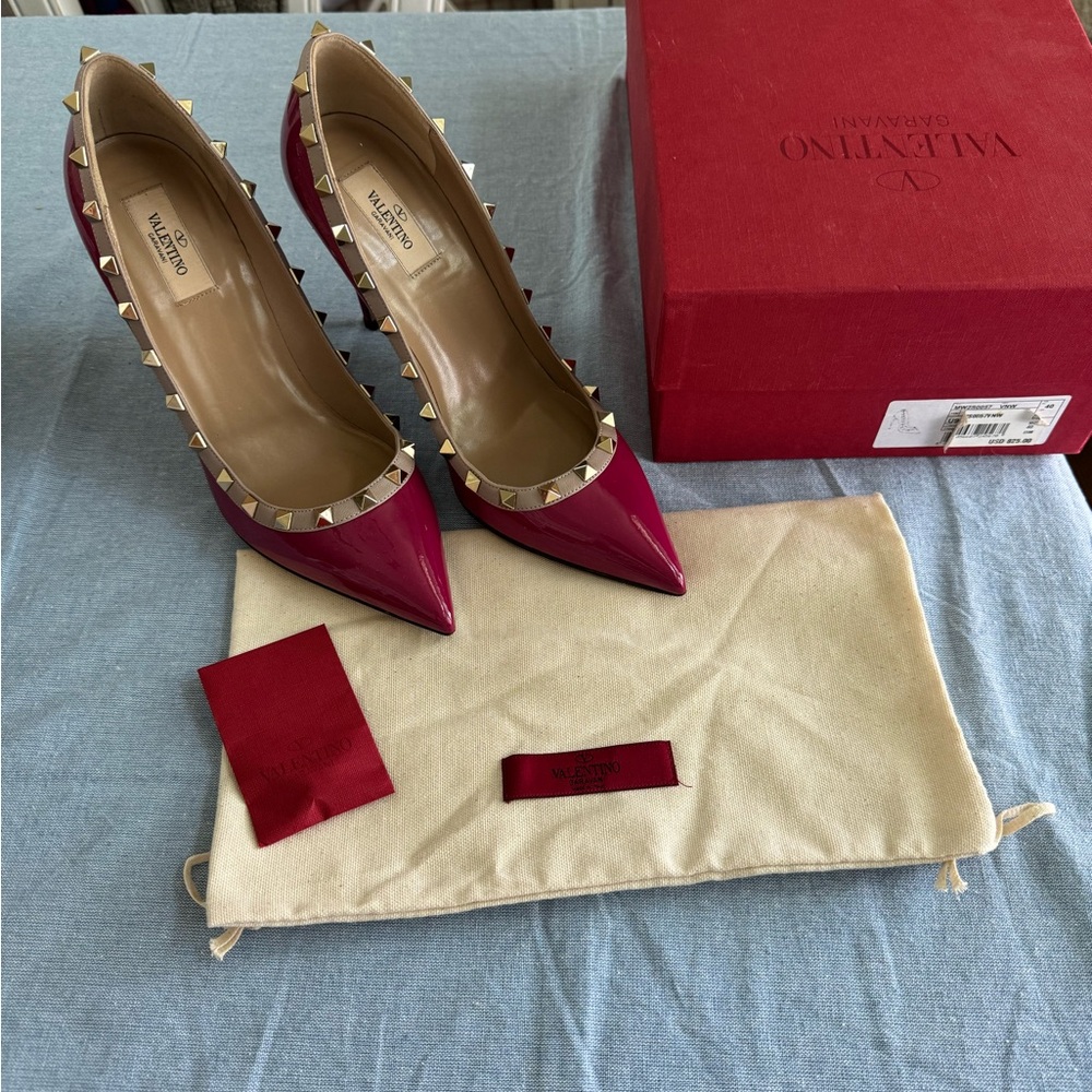 Valentino Stud Shoes size 40 Plum Color - Picture 2 of 4